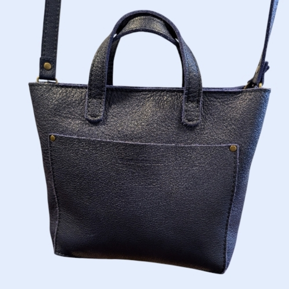 EUC Portland Pebbled Leather Mini Zipper Tote Bag Cobalt Blue - Picture 3 of 9